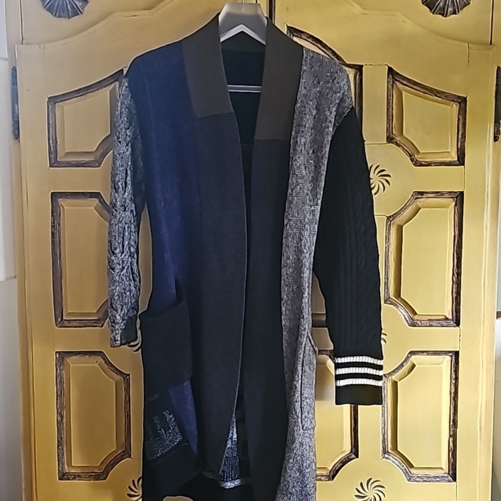 Y3 Runway Long Cardigan in Patchwork Design